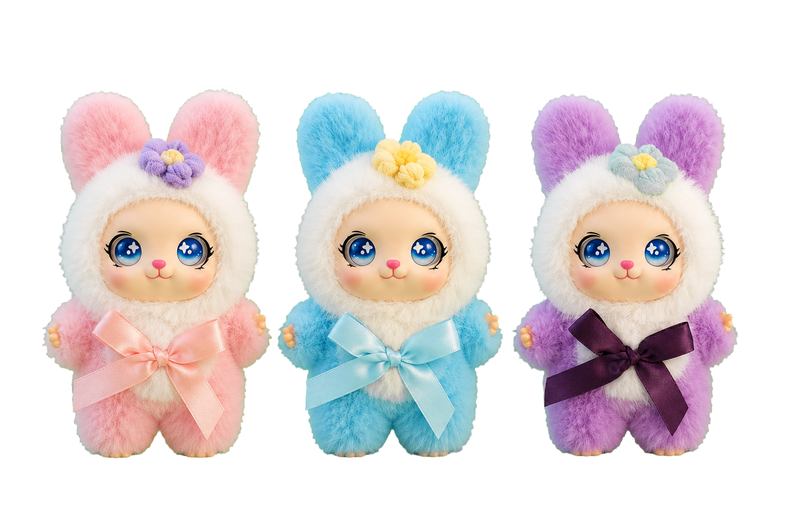 Three Puffies plush characters