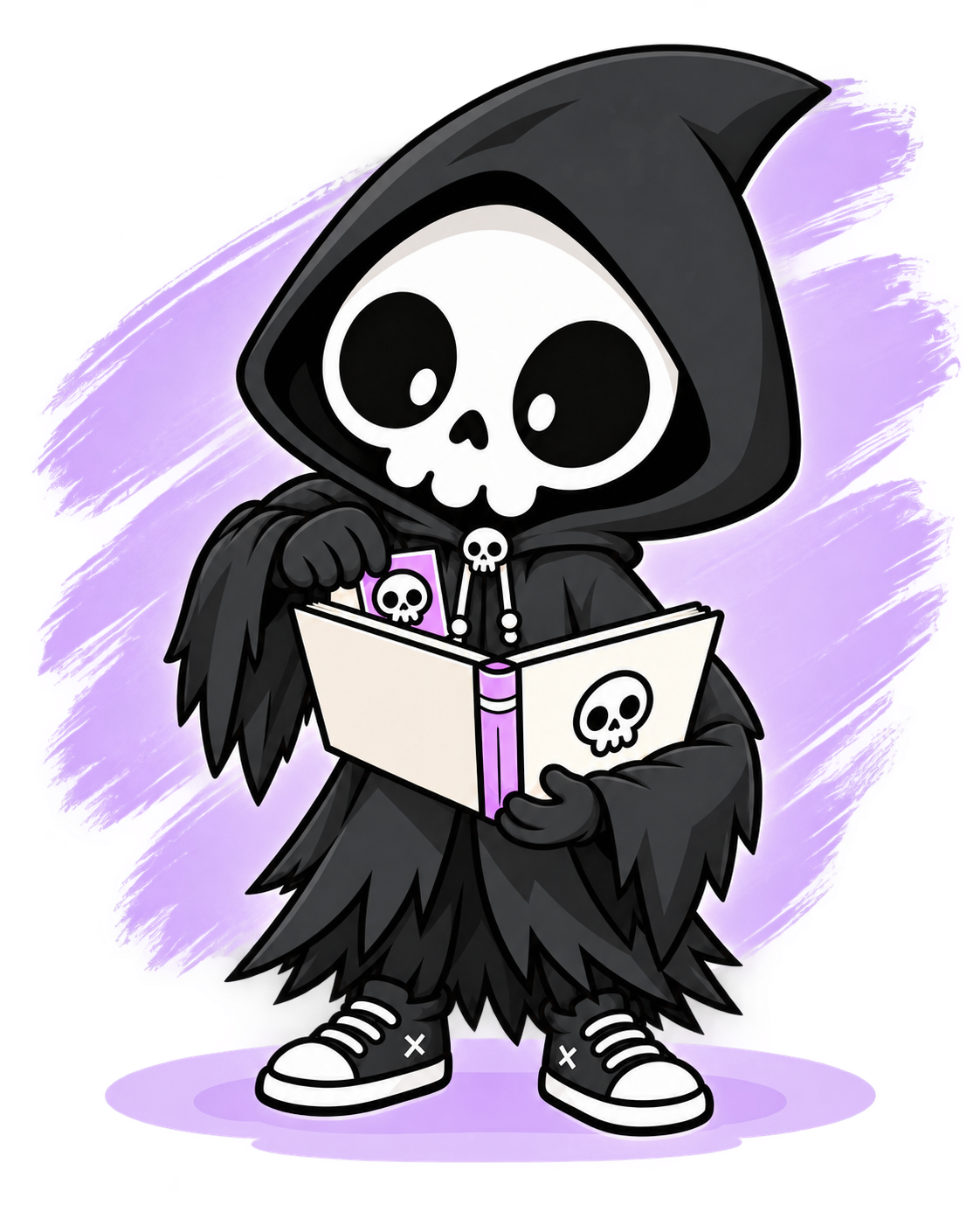The MonsterPals skull adding a collectible card to his album