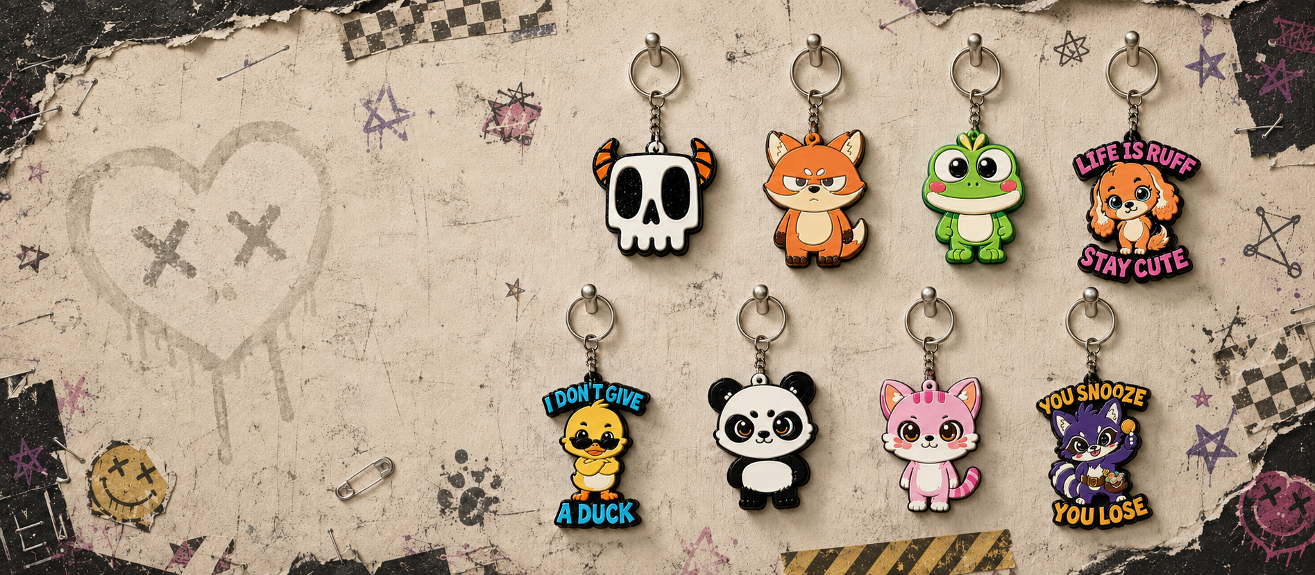 Eight Keychain Chaos collectible character keychains