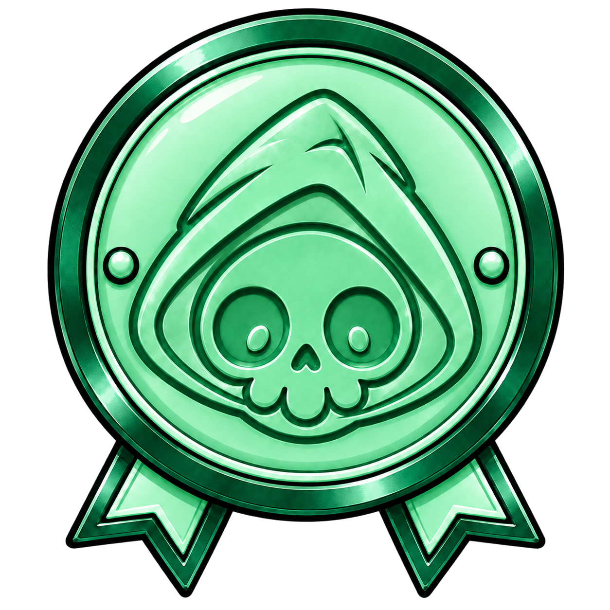 Rising Pal green Skull medal