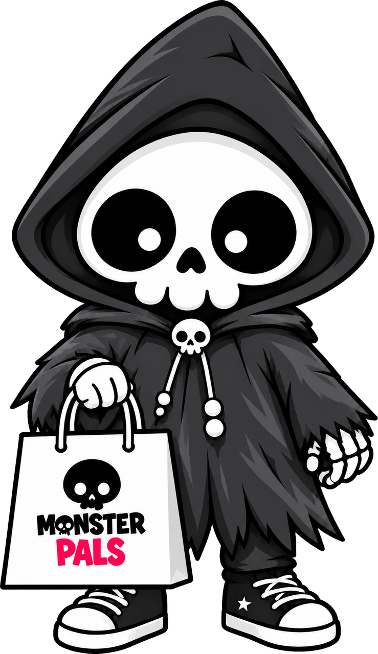 MonsterPals skull carrying a shopping bag